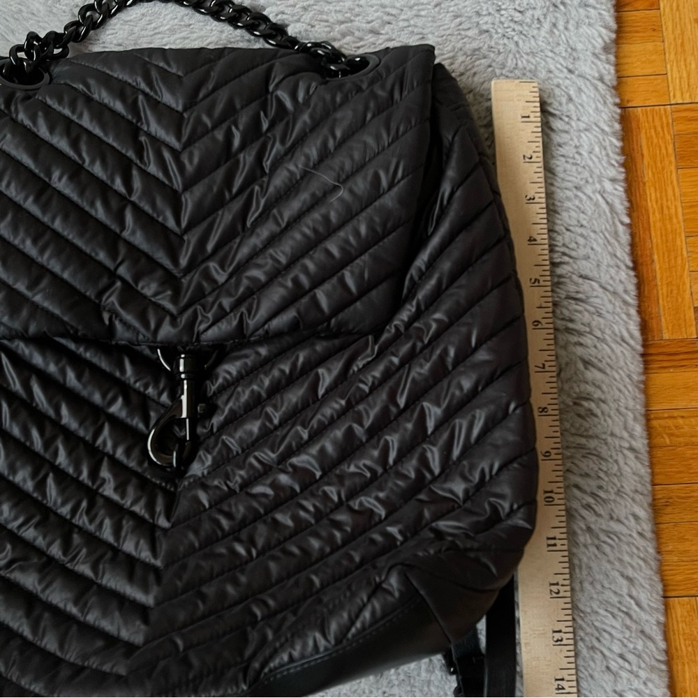 REBECCA MINKOFF Quilted‎ Chevron Backpack Black Chain Handle Designer Bag - Picture 6 of 13